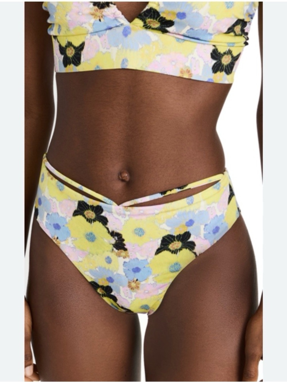 NWT Silvia Tcherassi Sz S Irma Yellow Floral Print Bikini Bottoms